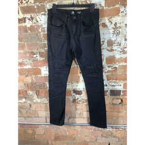 Bleecker & Mercer Jeans Black Skinny Slim Fit Rip Distressed Stretch Mens 29x30